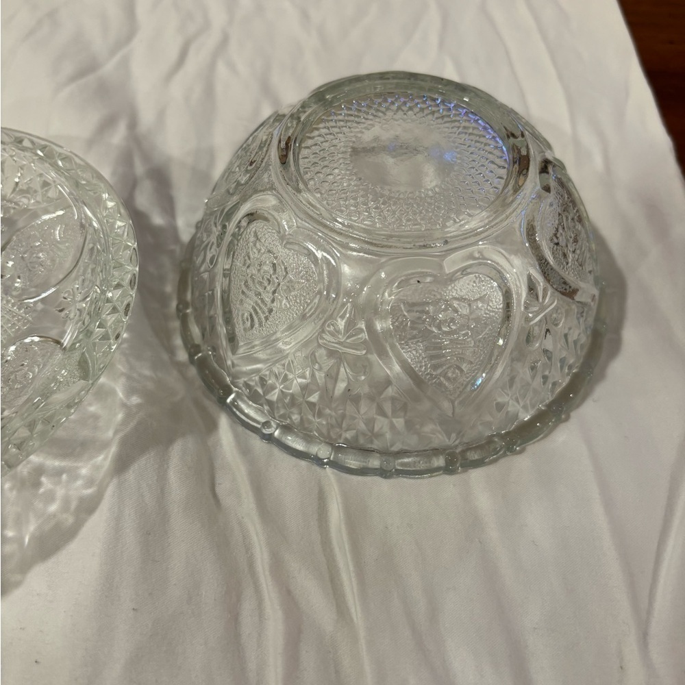 Antique Manganese Glass Candy Dish With Lid Clear Heart With Ribbons Pattern KIG - Picture 4 of 6